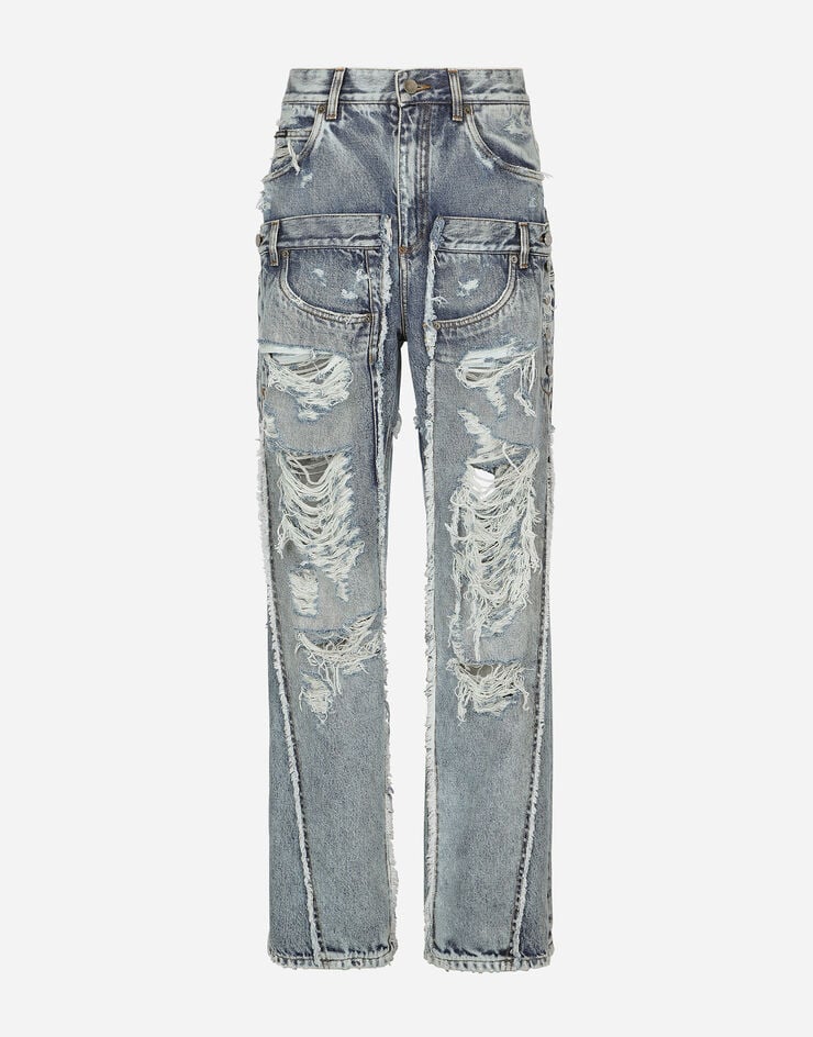 Dolce & Gabbana KIM DOLCE&GABBANA Patchwork denim jeans with ripped details Multicolor FTCWHDG8IW2