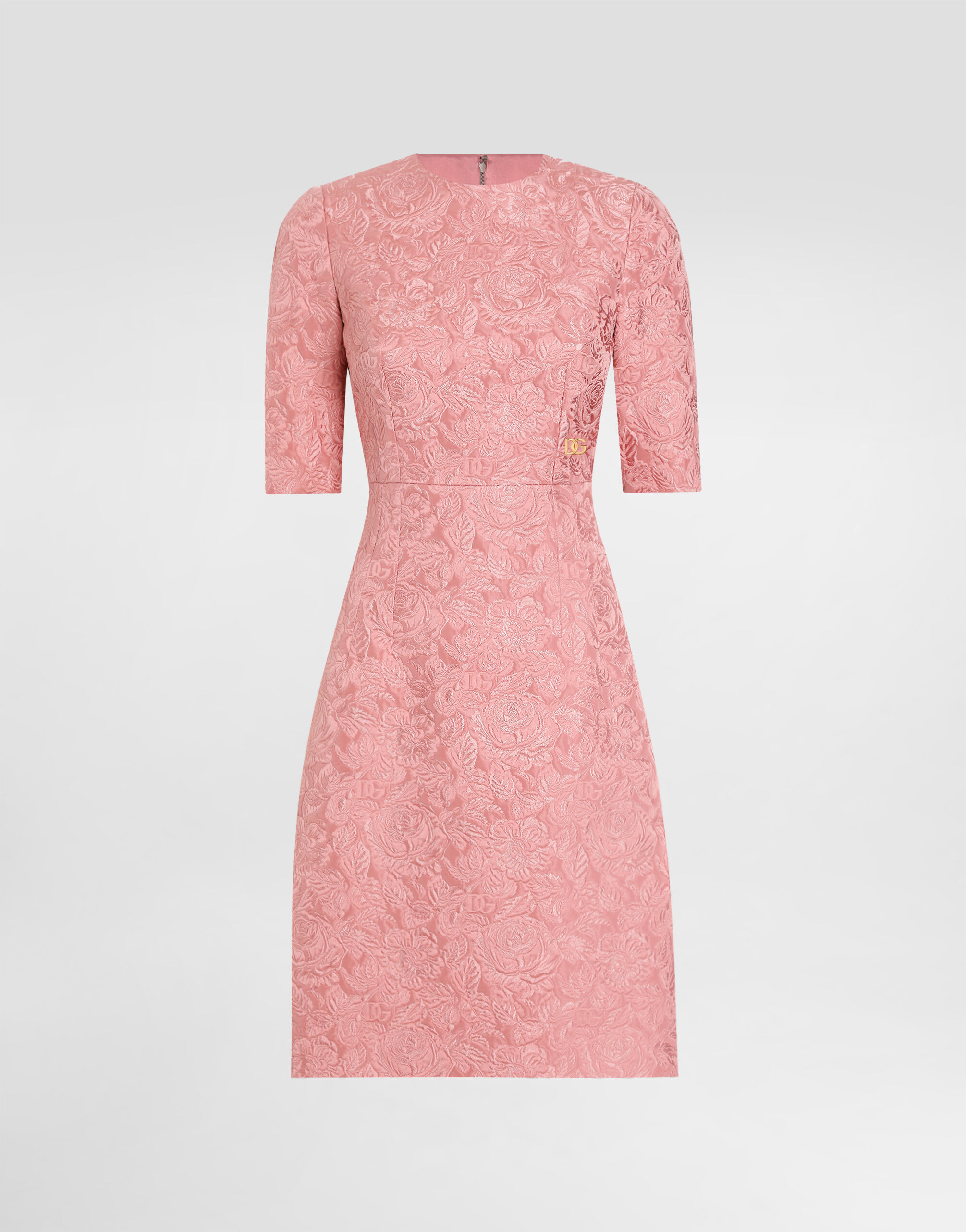 Fit-and-flare midi dress in floral jacquard