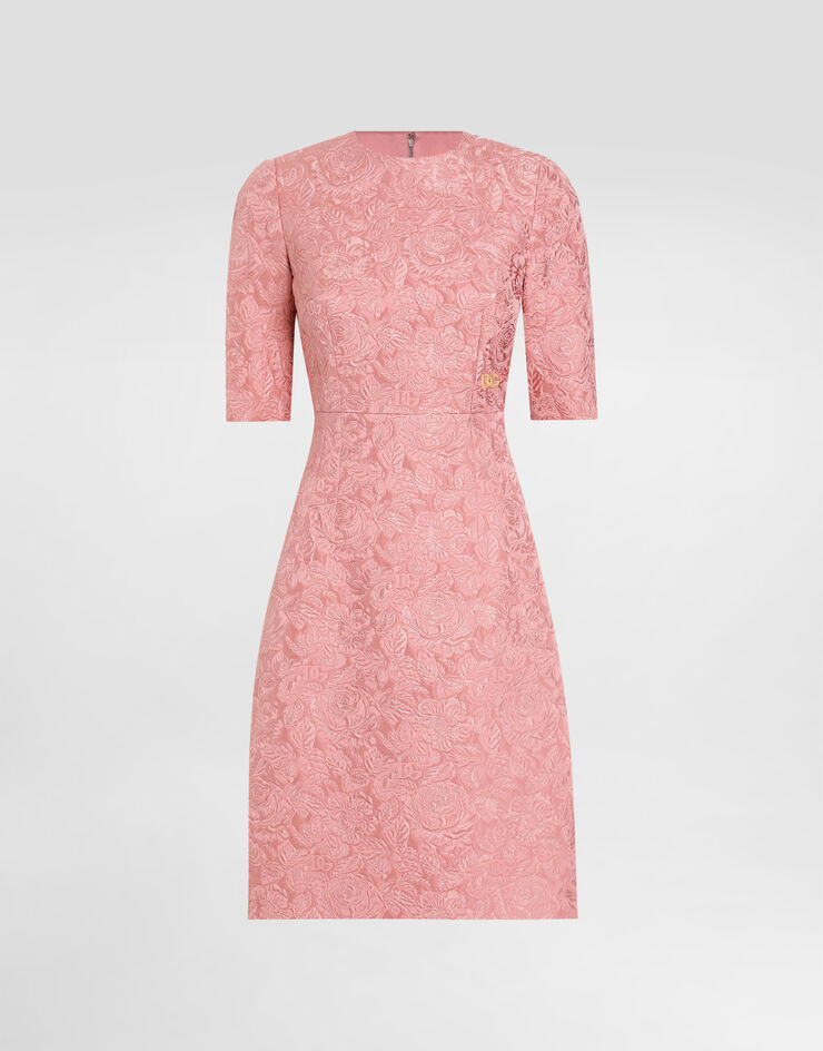Dolce & Gabbana Abito midi a clessidra in jacquard floreale Rosa F6ARLTHJMQK