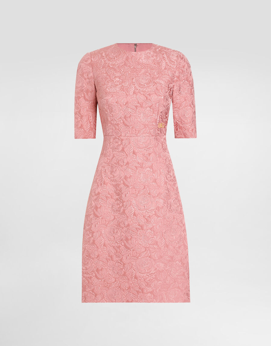 Fit-and-flare midi dress in floral jacquard