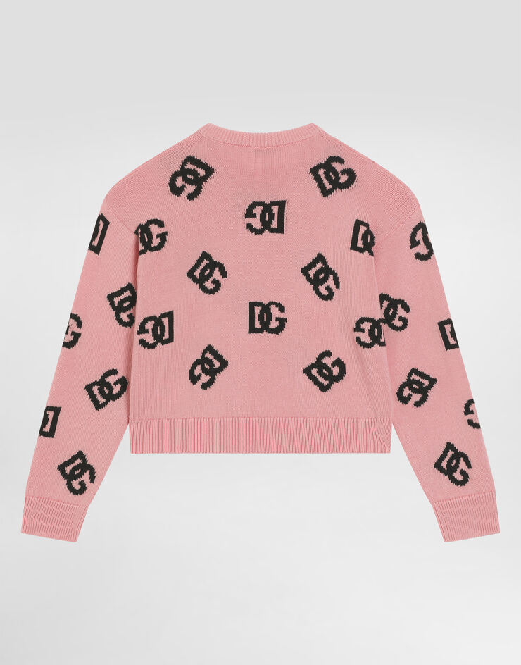 Dolce & Gabbana Jersey de punto satinado con logotipo DG Rosa L5KWJ6JFMLG