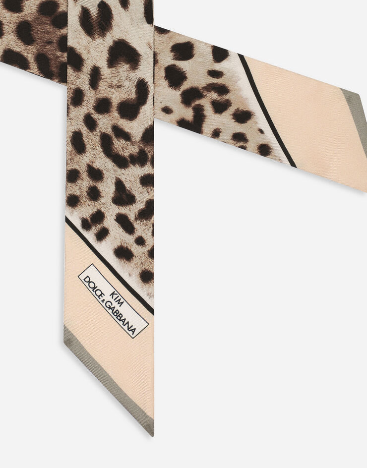 KIM DOLCE&GABBANA Leopard-print twill headscarf in Animal Print for