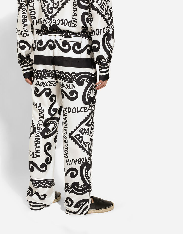 Dolce & Gabbana Pantalone pigiama in seta stampa Marina Bianco GVRMATHI1QC