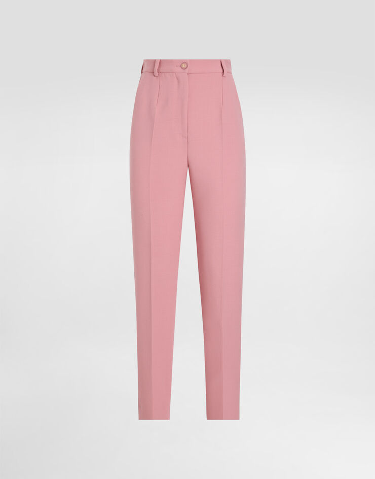 Dolce & Gabbana Pantalón sastre en crepé doble de lana Rosa FTAM2TFU2L8
