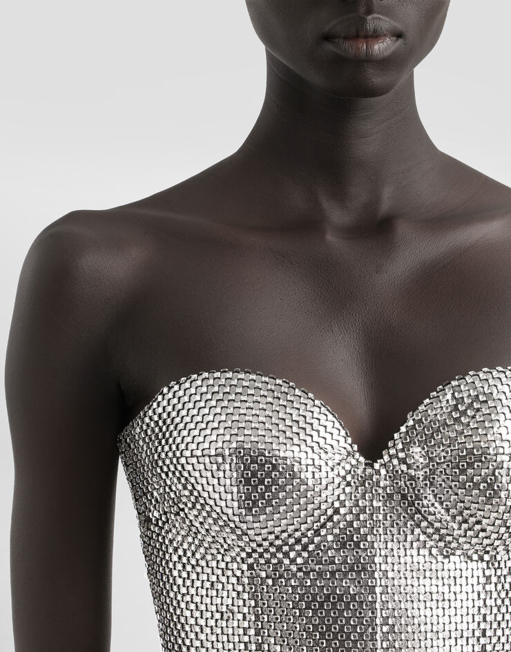 Dolce & Gabbana Strapless mesh dress Silver F60EQTGDDHG
