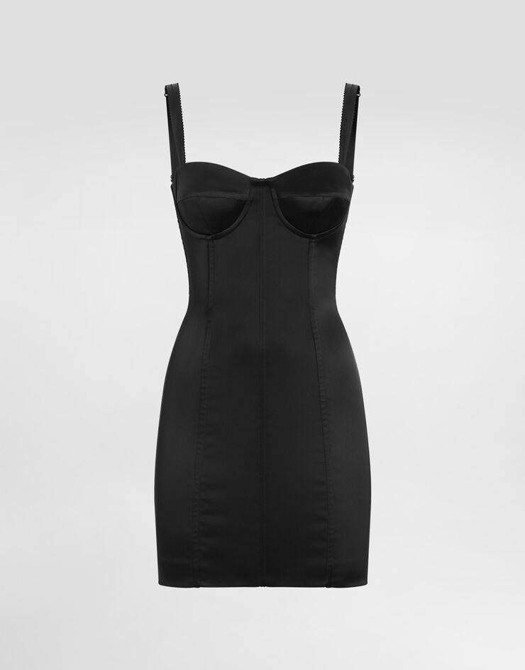 Dolce & Gabbana Miniabito a bustier in raso Nero F6CLMTFURHM