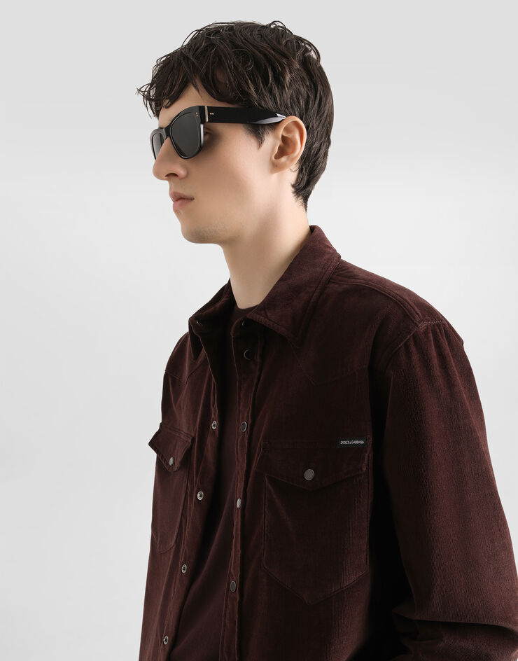 Dolce & Gabbana Fine-wale corduroy shirt Brown G5MA1TGJ589