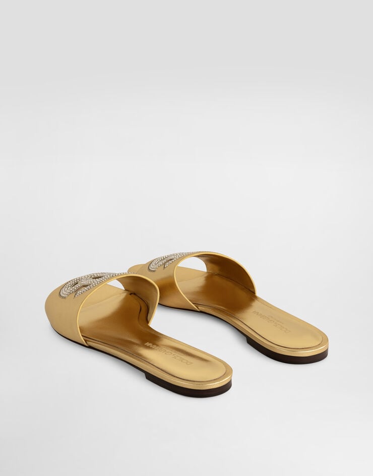 Dolce & Gabbana Burnished slippers with rhinestones Gold CQ0666C7342