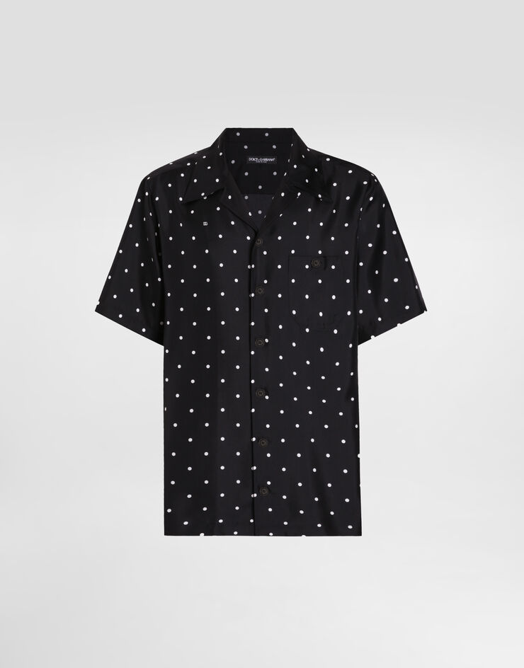Dolce & Gabbana 徽标与波点印花真丝衬衫 版画 G5JH9TIS1XO