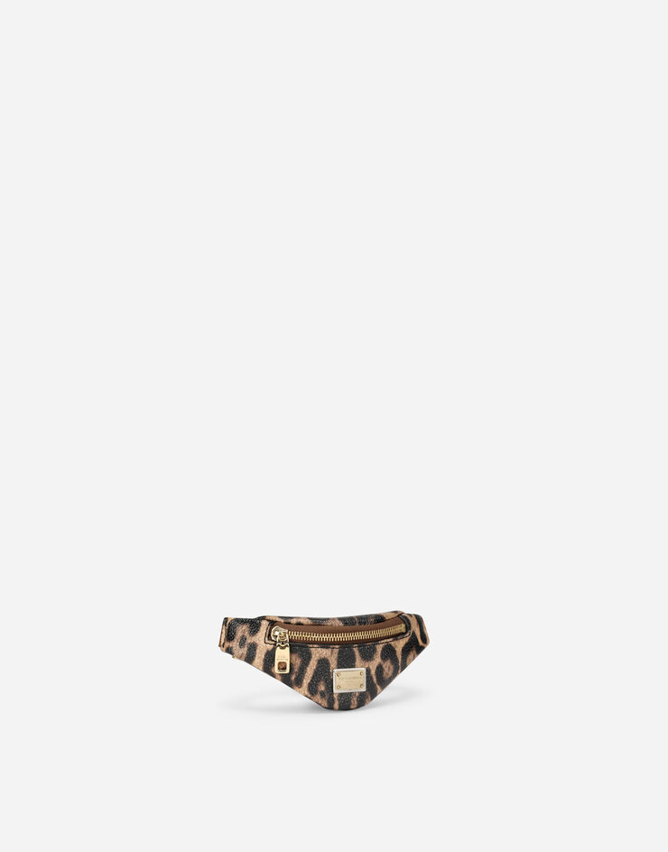 Dolce & Gabbana Neceser en crespo estampado leopardo con placa con logotipo Multicolor BI2821AW384