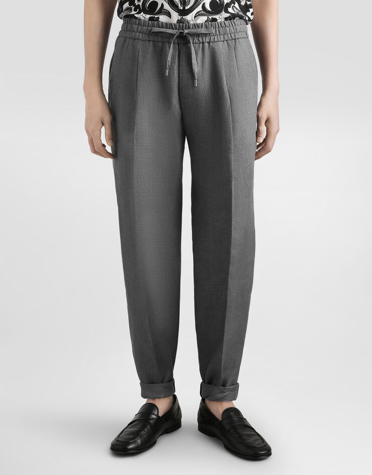 Dolce & Gabbana Jogginghose aus Leinenstoff Délavé Grau GP12QZFU4MF