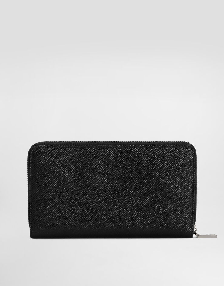 Dolce & Gabbana Geldbörse aus Kalbsleder mit Rundumreißverschluss und Logoplakette Schwarz BP1672AG219
