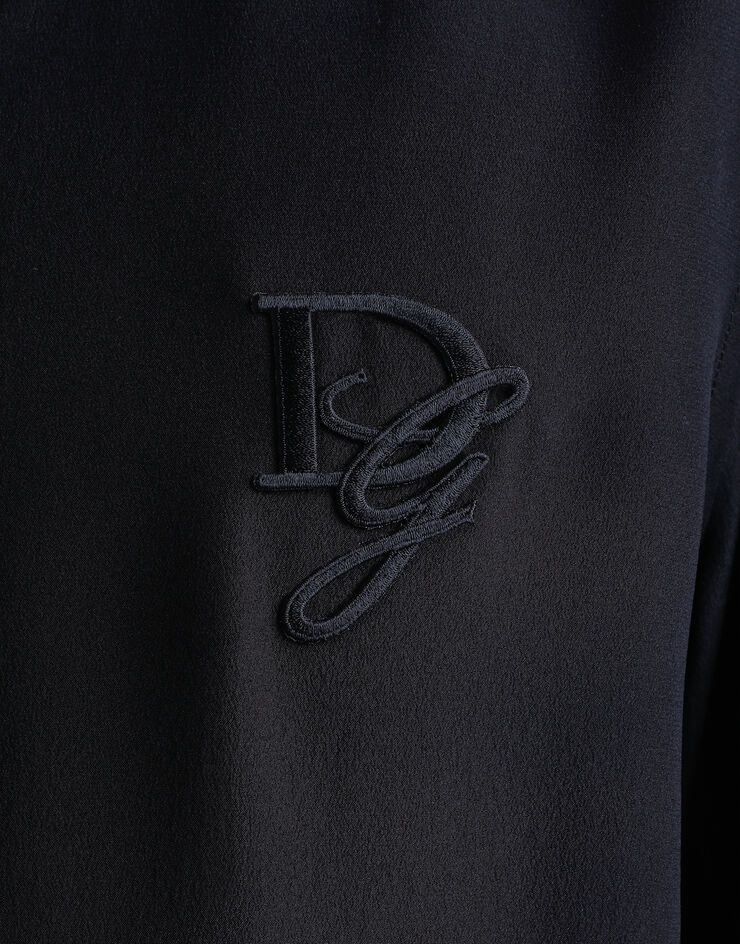 Dolce & Gabbana Camisa de seda con logotipo bordado Negro G5MO1ZFU1UQ