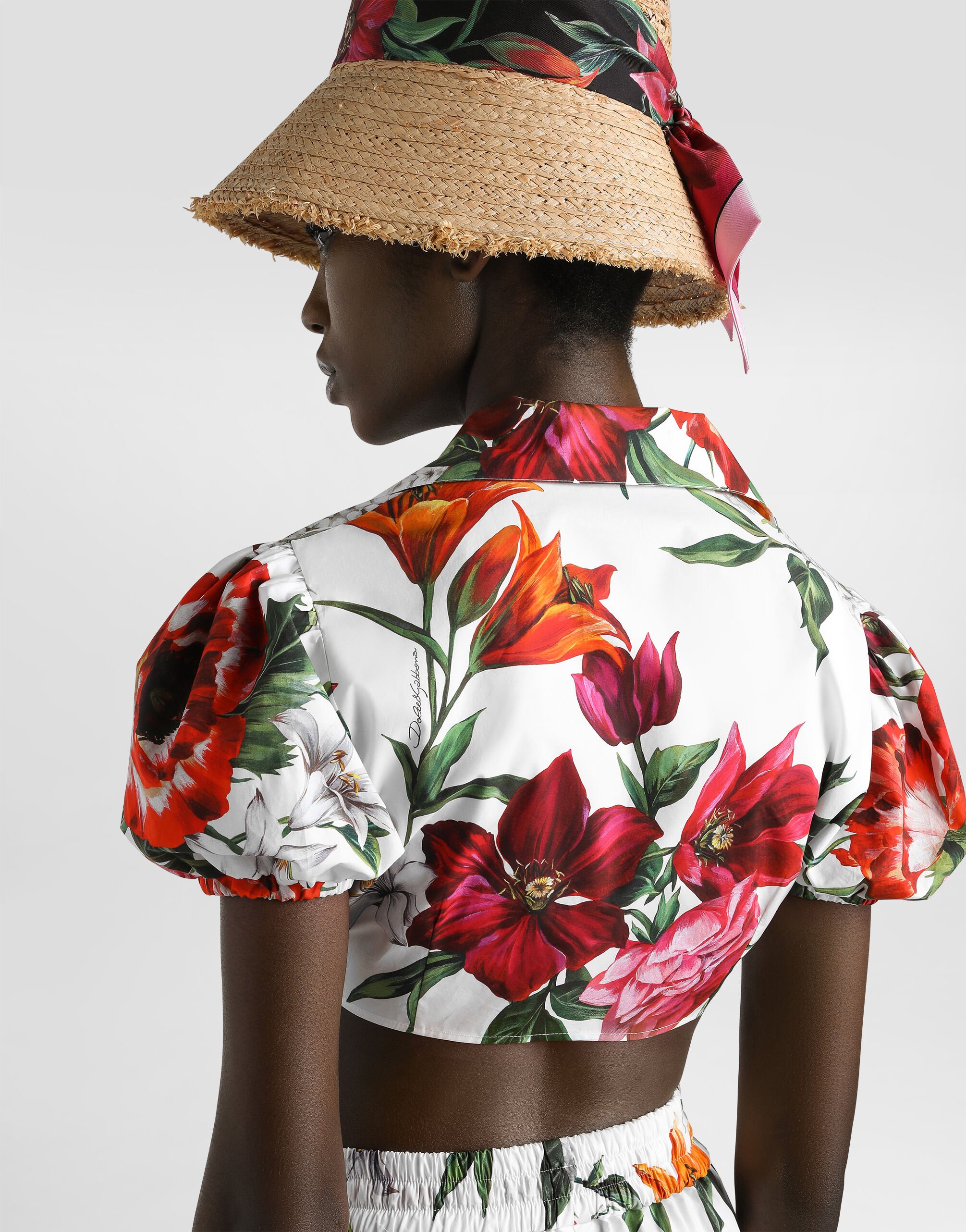 Flower-print poplin shirt in Print for Women | Dolce&Gabbana®
