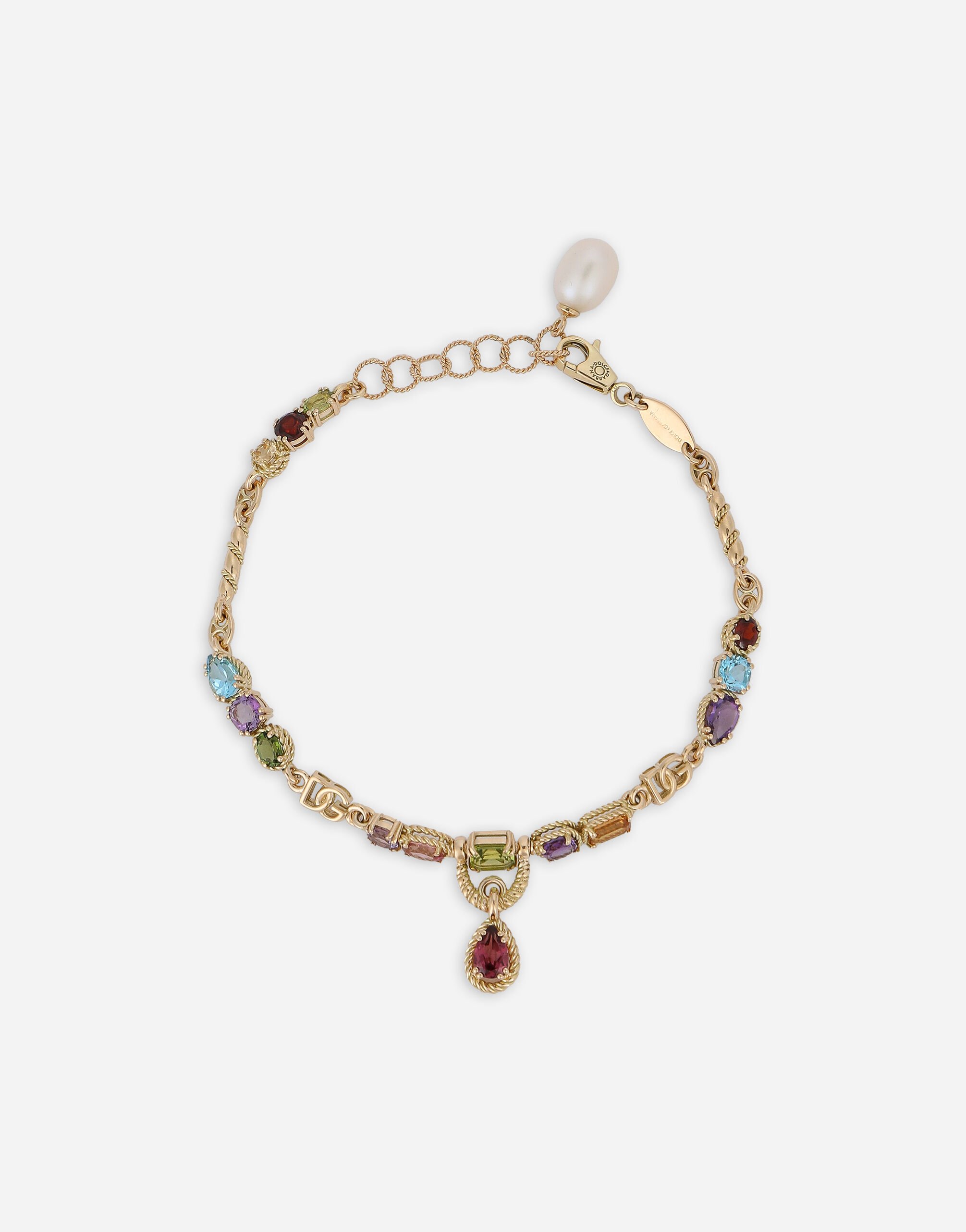 Dolce & Gabbana Pulsera de oro amarillo de 18 kt con aplicaciones de gemas multicolores Dorado WAMR1GWMIX1