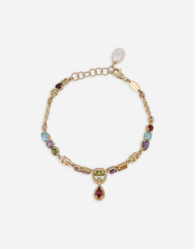 Dolce & Gabbana Pulsera de oro amarillo de 18 kt con aplicaciones de gemas multicolores Oro Amarillo WBQR1GWMIX1