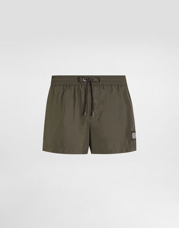 Dolce & Gabbana Short swim boxers in canvas Multicolor M4E48TON0DK