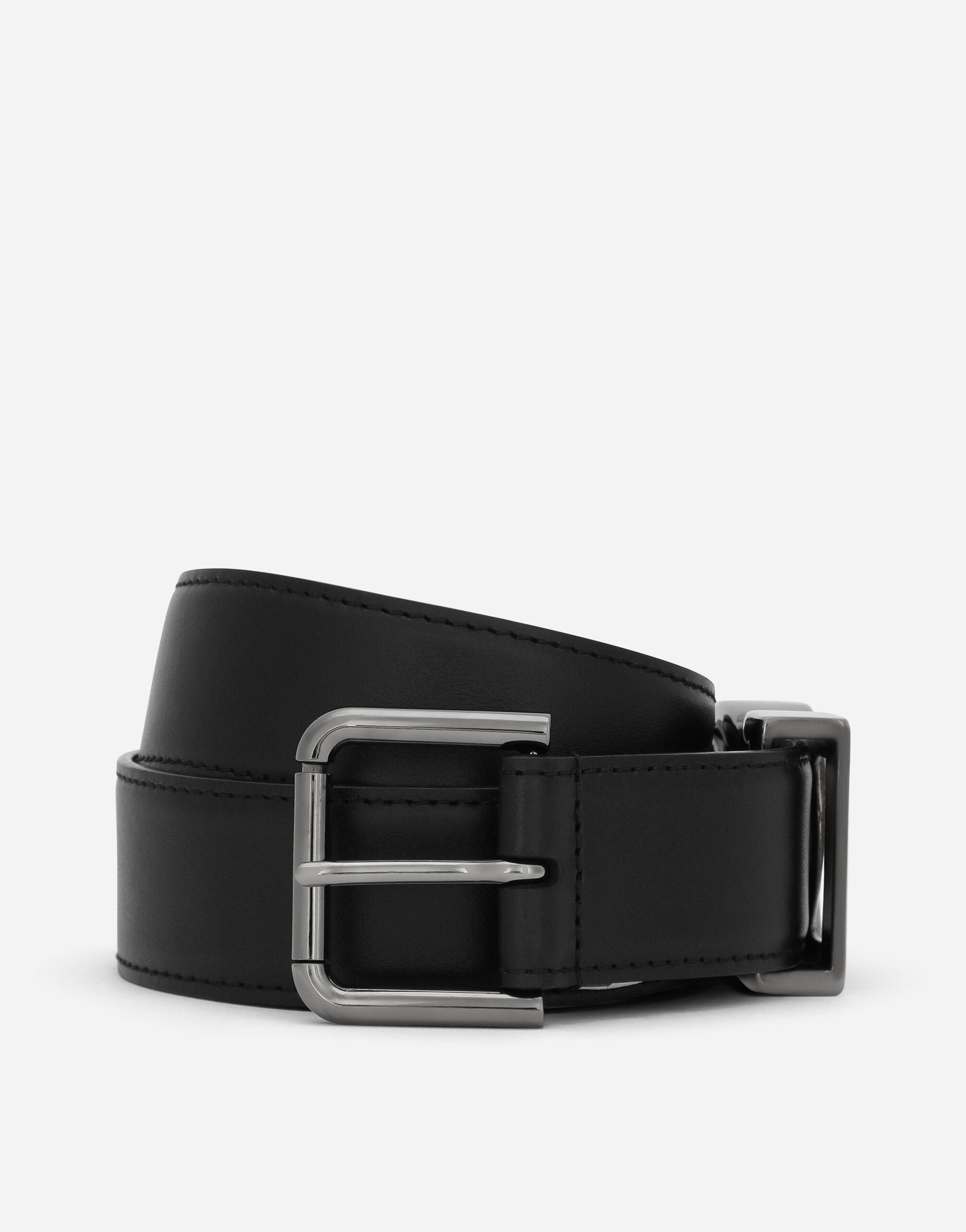 Dolce&Gabbana Calfskin belt with DG logo Black G709ETFUGAC