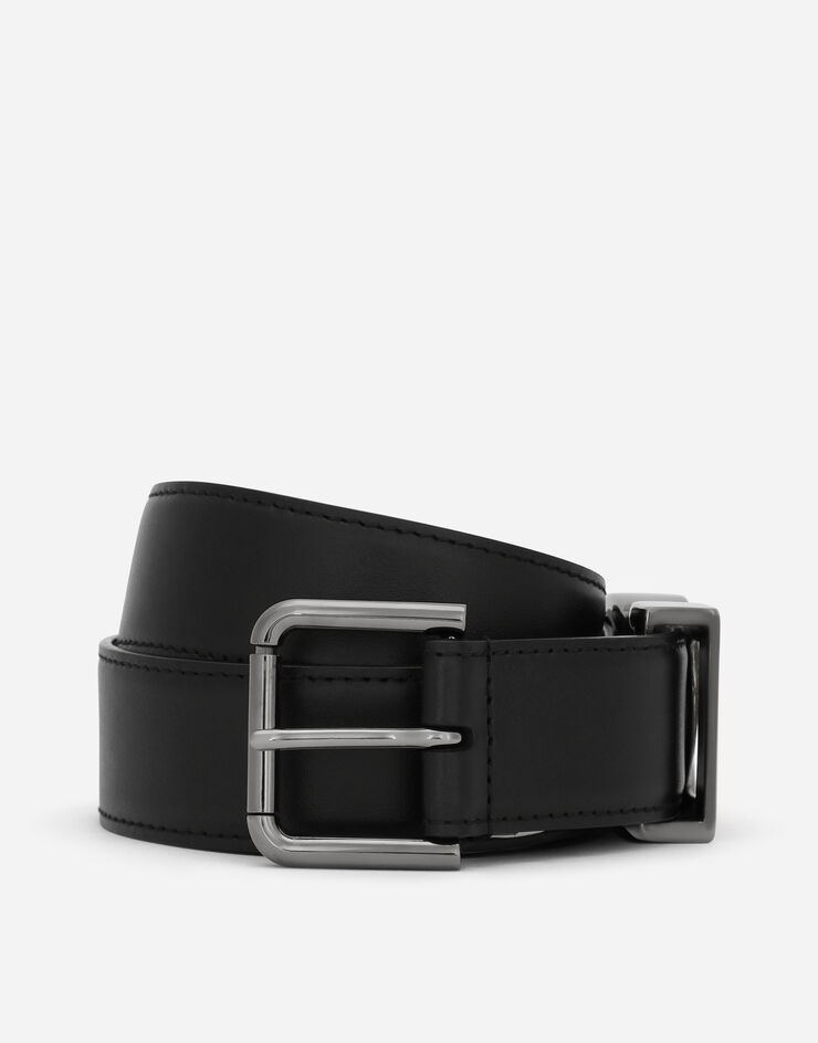 Dolce & Gabbana Calfskin belt with DG logo Black BC4776AW576