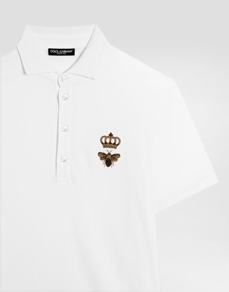 Dolce & Gabbana Cotton piqué polo-shirt with embroidery White G8LZ1ZG7WUR
