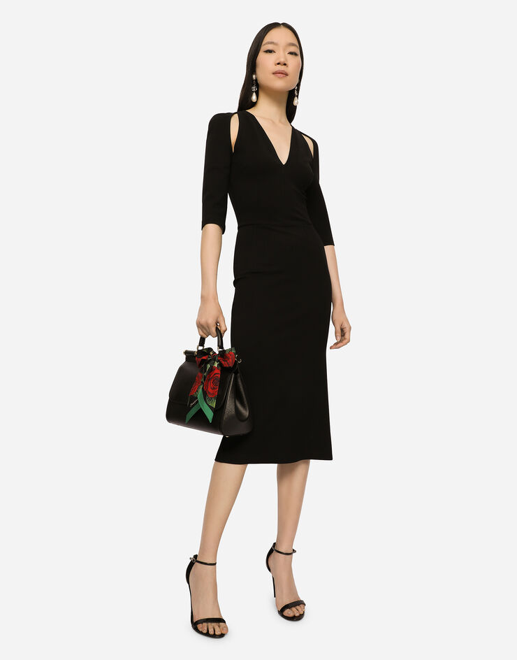 Dolce & Gabbana Jersey calf-length dress with cut-outs Black F6ZI7TFUGKF