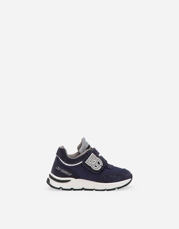Dolce & Gabbana DG Running low-top sneakers in mesh and split leather Blue DL0085A4434