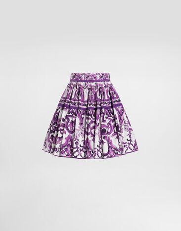 Dolce & Gabbana Majolica-print poplin short skirt Multicolor F4CB1THH5EQ