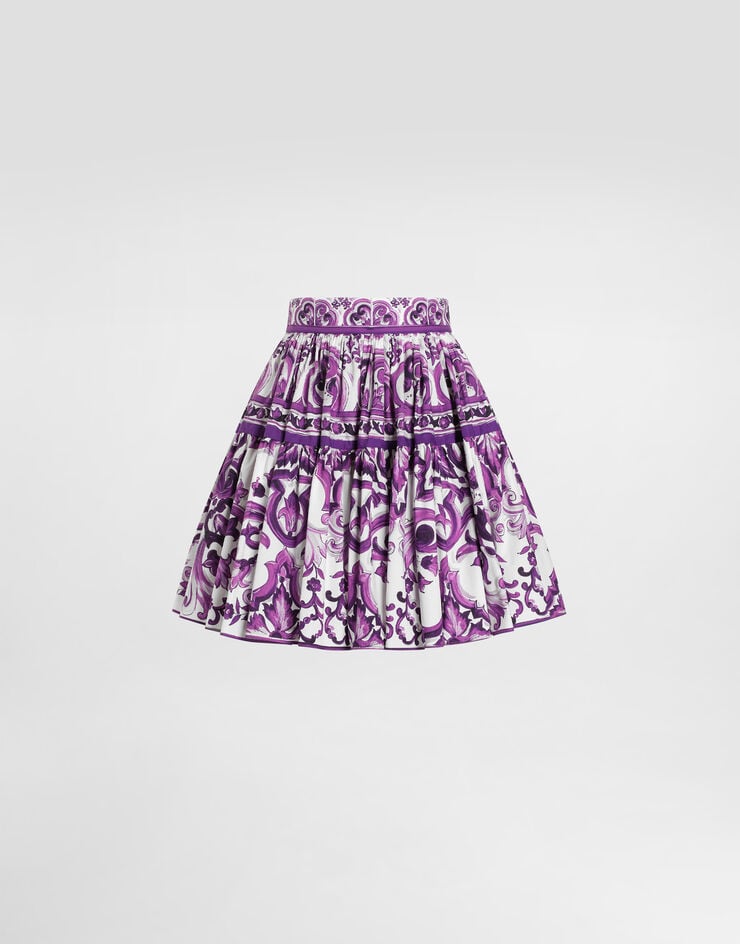 Dolce & Gabbana Majolica-print poplin short skirt Multicolor F4CB1THH5EQ
