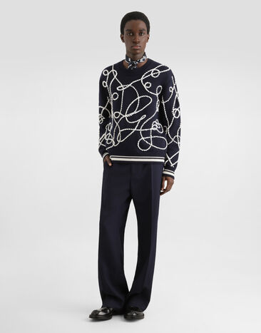 Dolce & Gabbana Virgin wool pullover with embroidery Multicolor GXXCCZJDVIT