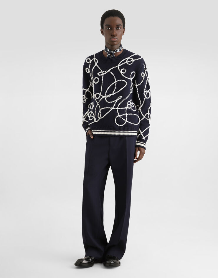 Dolce & Gabbana Virgin wool pullover with embroidery Multicolor GXXCCZJDVIT