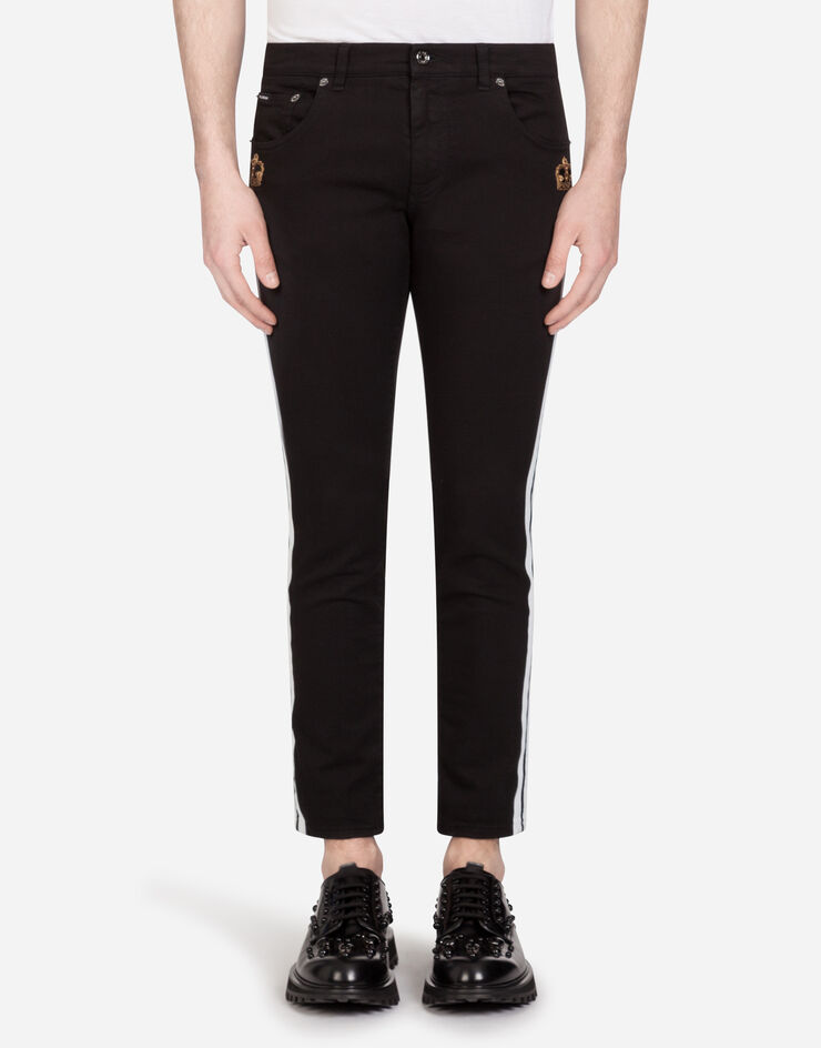 Dolce & Gabbana Stretch skinny jeans with strips and patch BLUE GYC4LZG8BW8