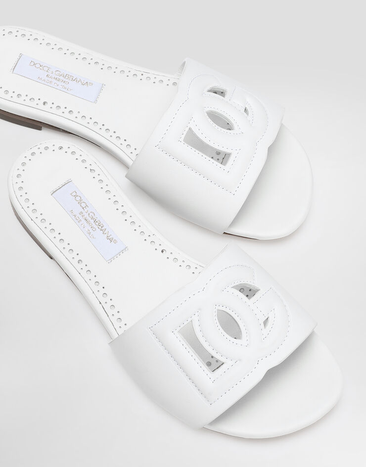 Dolce & Gabbana Leather DG Millennials sliders White D11032A1735