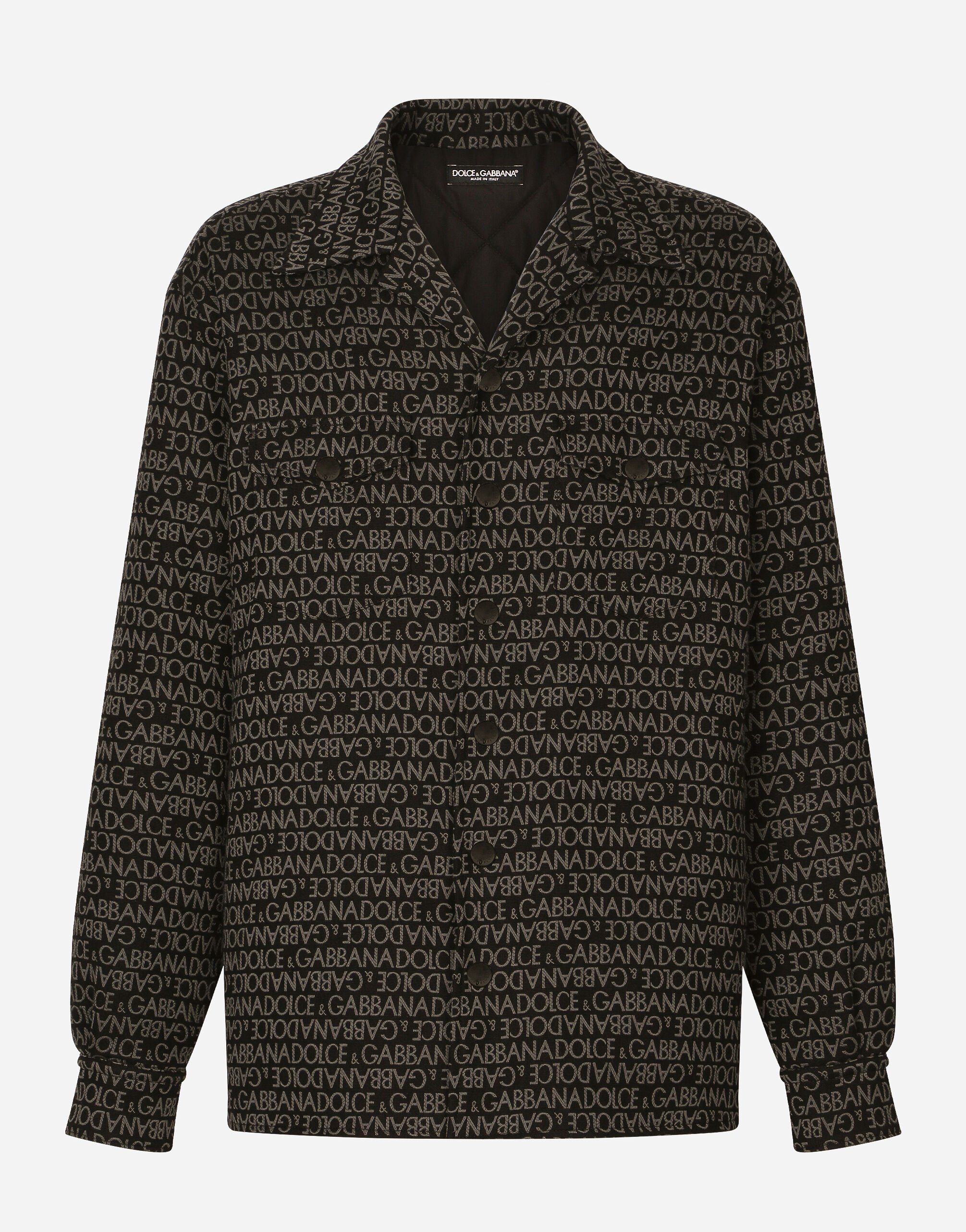 Dolce&Gabbana Camisa acolchada de algodón con logotipo en jacquard Noir G710PTFU26Z
