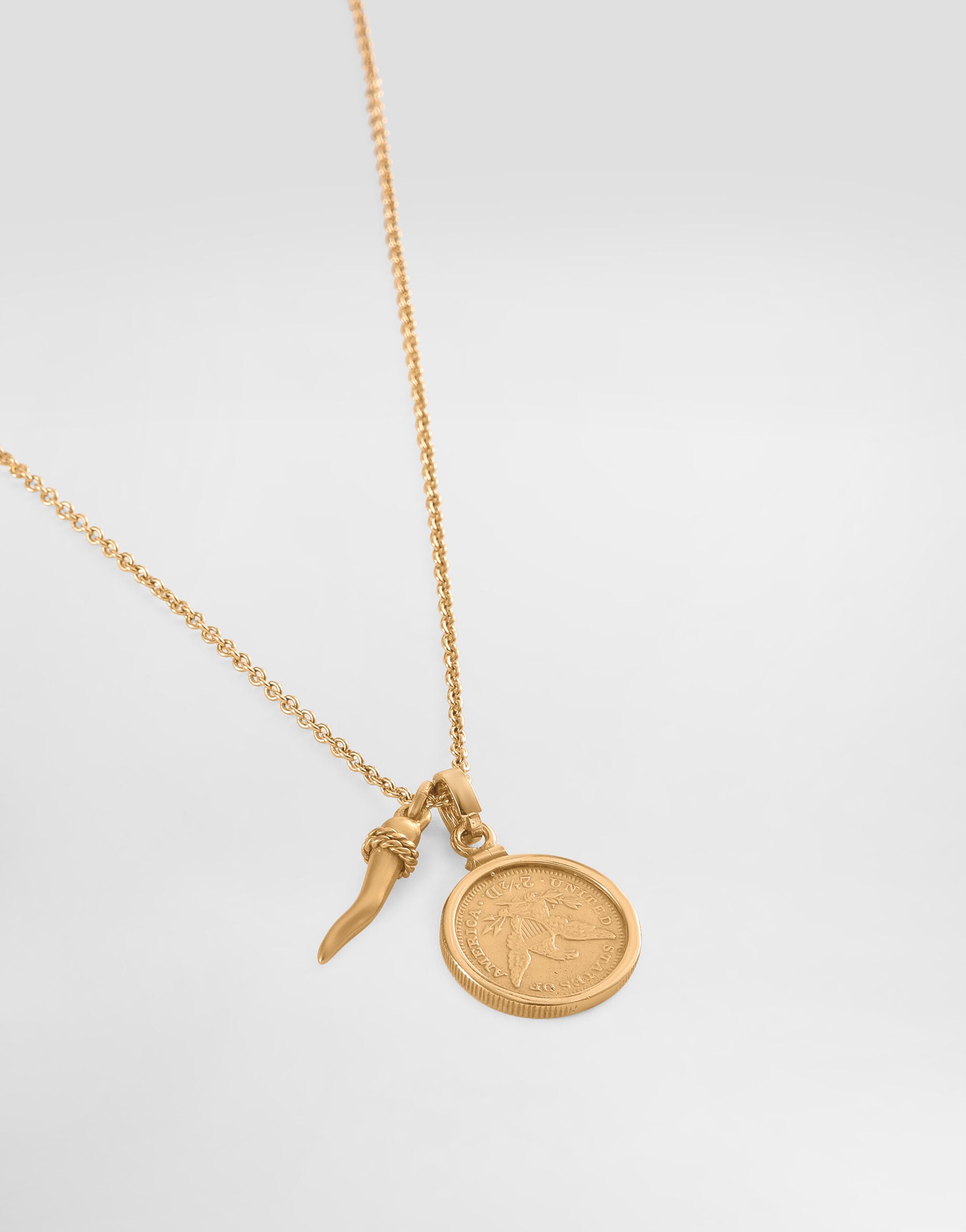 Necklace with medal and horn in Gold for Women | Dolce&Gabbana® US