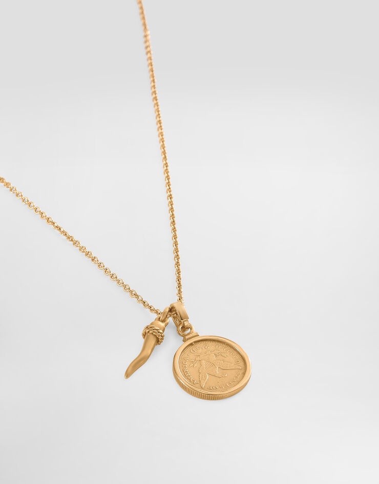 Dolce & Gabbana Necklace with medal and horn Gold WNR8S2W1111