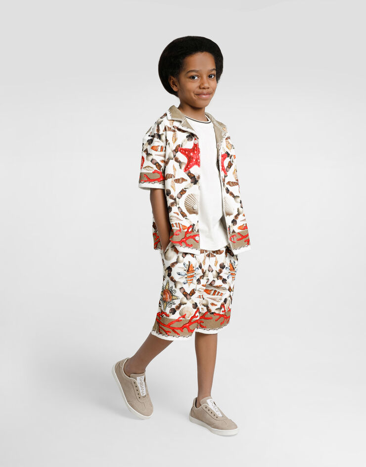 Dolce & Gabbana Shell-print cotton terry bermuda shorts Multicolor L4JQW4II7HV