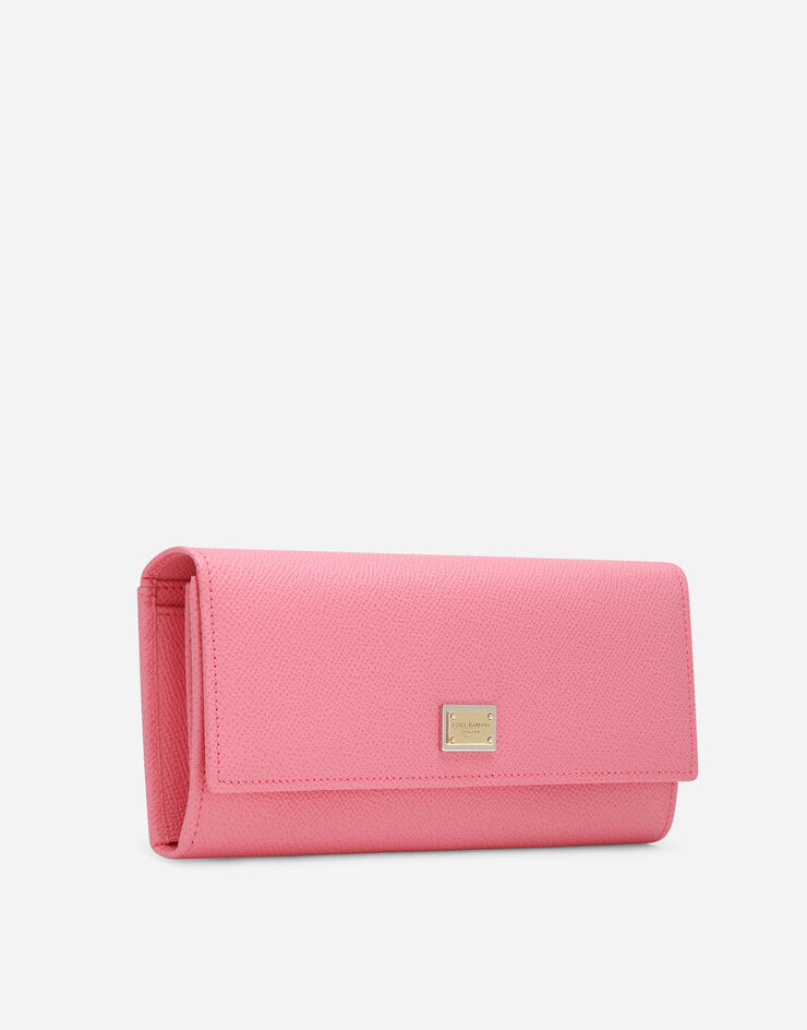 Dolce & Gabbana Dauphine calfskin wallet with branded tag Pink BI0087A1001