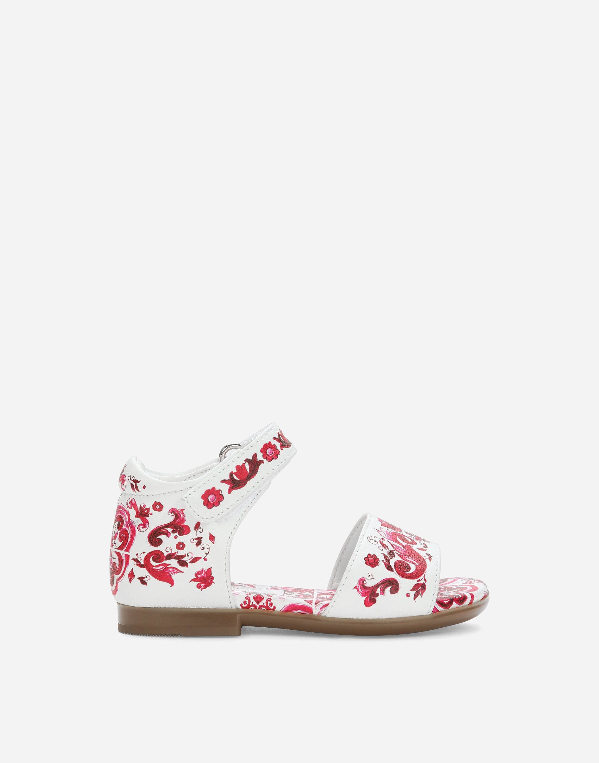 Dolce & Gabbana Printed nappa lambskin sandals Pink D20082A1328