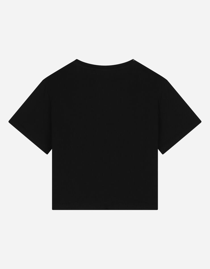 Dolce&Gabbana Jersey T-shirt with logo print Black L5JTHWG7KC5