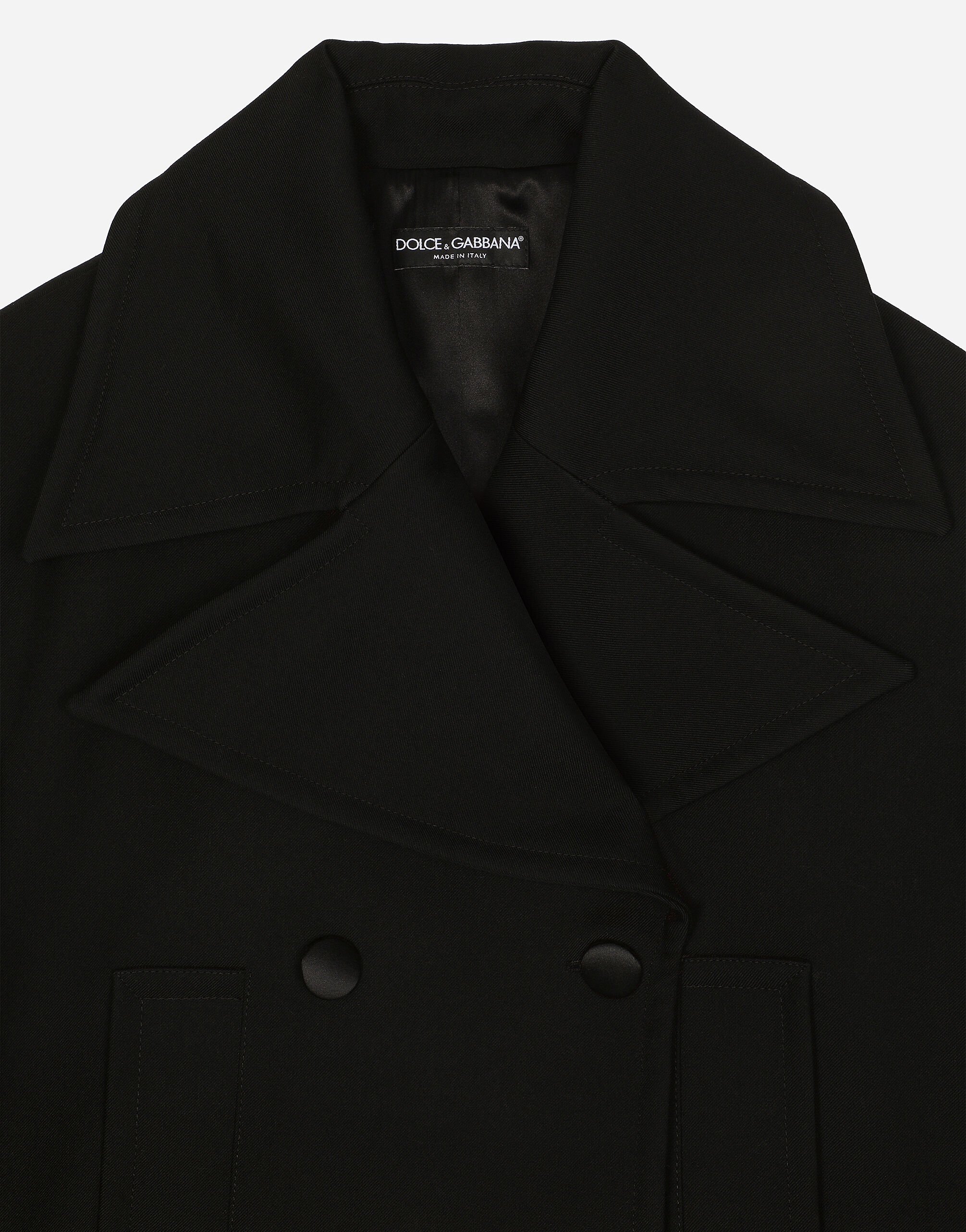 Short oversize wool gabardine jacket in Black for Women Dolce Gabbana