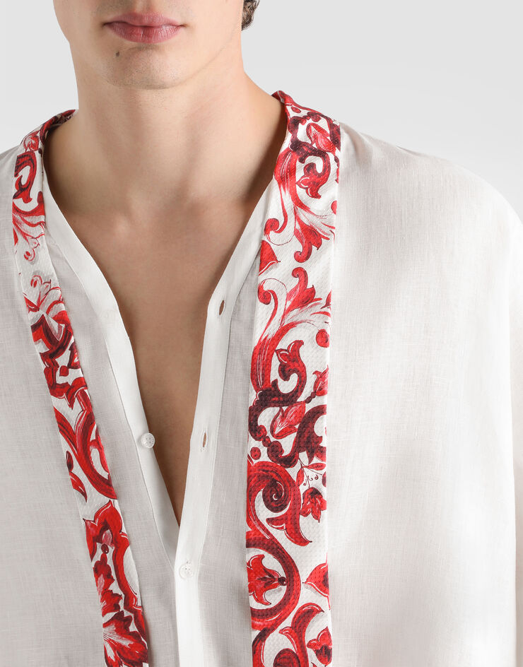 Dolce & Gabbana Shirt in linen Multicolor G5PF8TFU4EJ