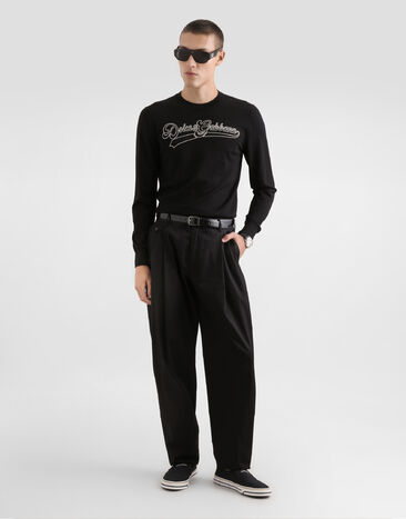 Dolce & Gabbana 자수 장식 버진 울 풀오버 Black GXX02ZJDVGB