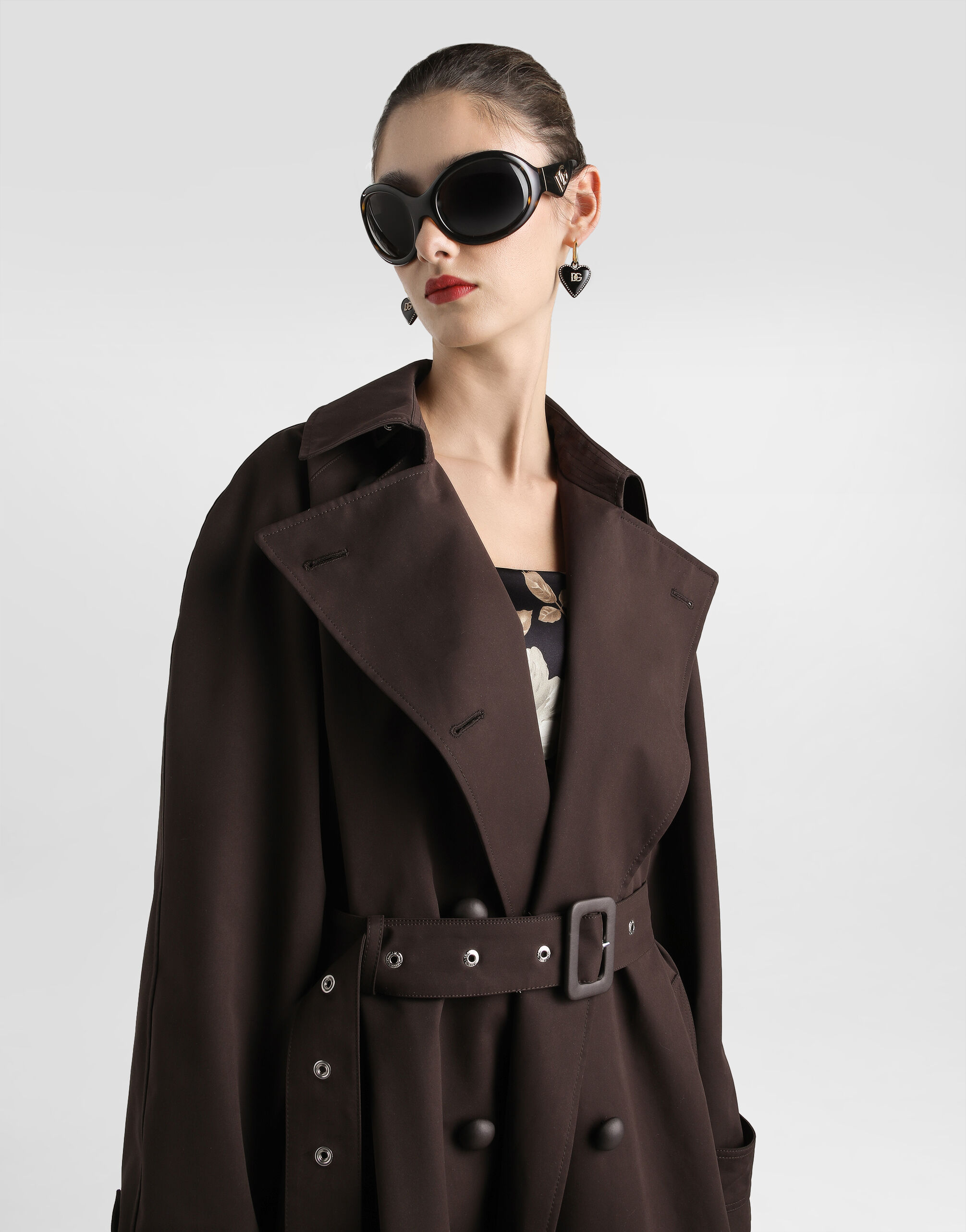 Trench coat in technical gabardine in Brown for Women