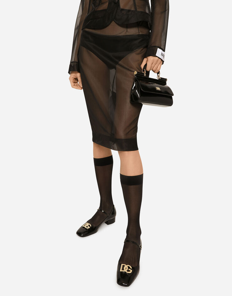 Dolce&Gabbana Midi-Schlauchrock aus Marquisette Schwarz F4CK0TOUADW