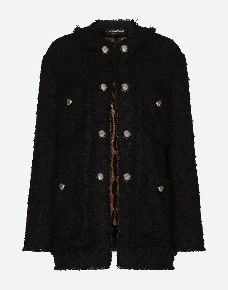 Dolce & Gabbana Chaqueta de esterilla con botonadura sencilla Negro F29TYTFUTBI