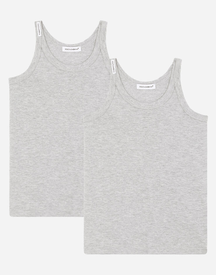 Dolce & Gabbana Short-sleeved jersey vest two-pack Grey L4J702G7OCU