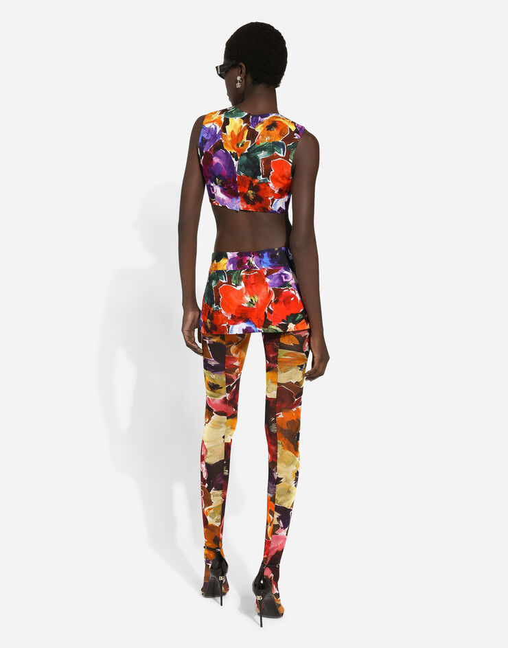 Dolce & Gabbana Mini-jupe en brocart à imprimé fleurs abstraites Imprimé F4CSNTFSTBJ
