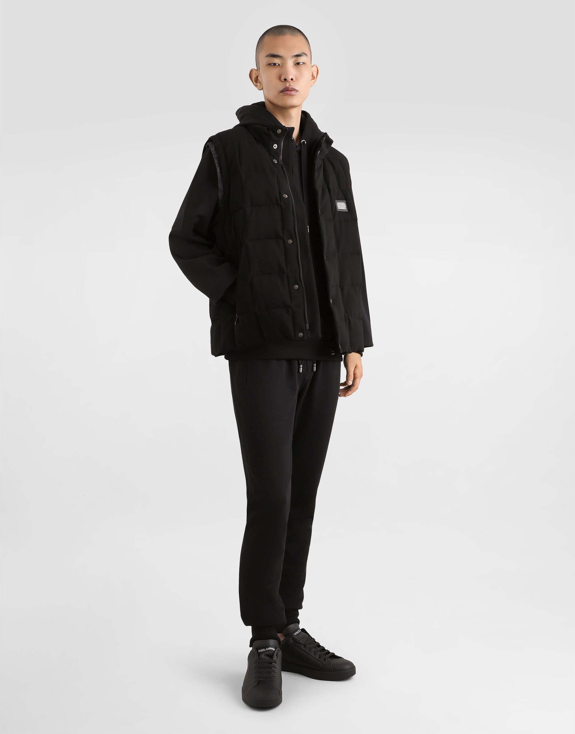 ブラックのメンズ スウェットパーカ ジャージー ロゴプレート | Dolce&Gabbana®