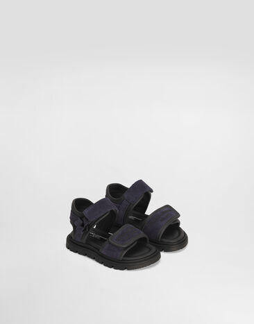 Dolce & Gabbana Split leather sandals with Dolce&Gabbana logo print Blue DL0085A4434