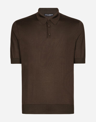 Dolce & Gabbana Silk polo-shirt Brown G8RN8TG7K1U